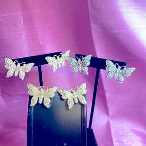 3 Sets of Round Crystal Earrings